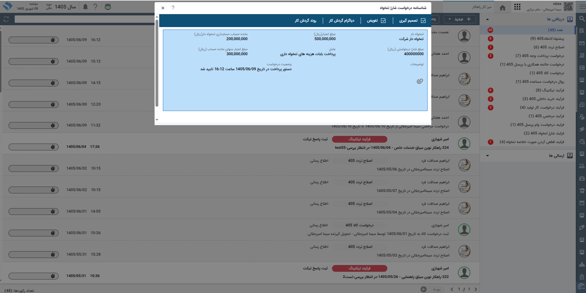 تصویر فرآیند آماده شارژ تنخواه - حوزه BPMS و مدیریت فرآیندهای کسب و کار