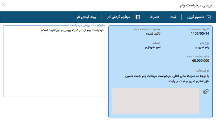 تصویر نرم‌افزار فرآیند آماده درخواست وام پرسنل - حوزه BPMS و مدیریت فرآیندهای کسب و کار